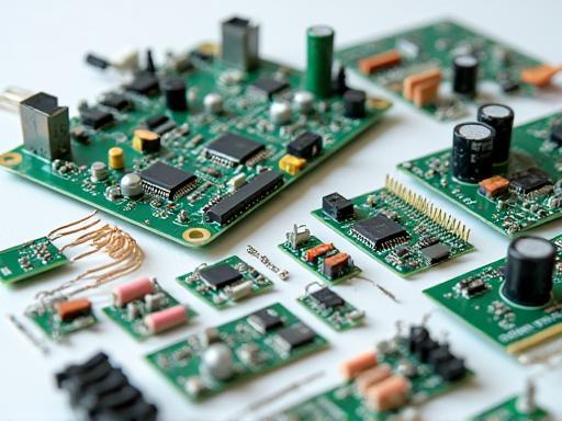 Array of various audio components and circuits.
