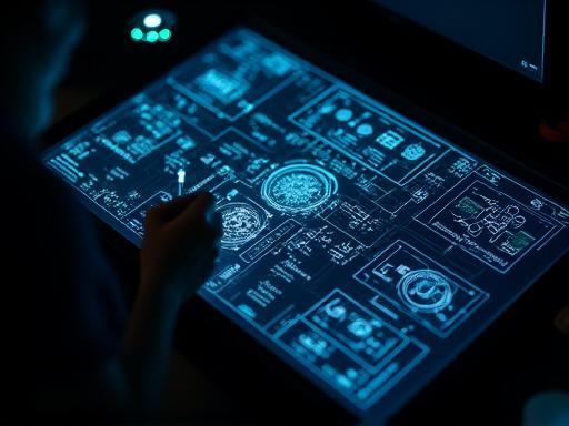 Digital blueprint or schematic for a custom audio system.